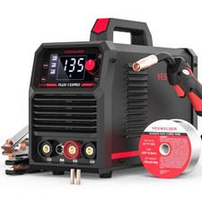 135A MIG Welder, 110V Flux Core MIG/Lift TIG/Stick 3-in-1 Large LED Digital D...