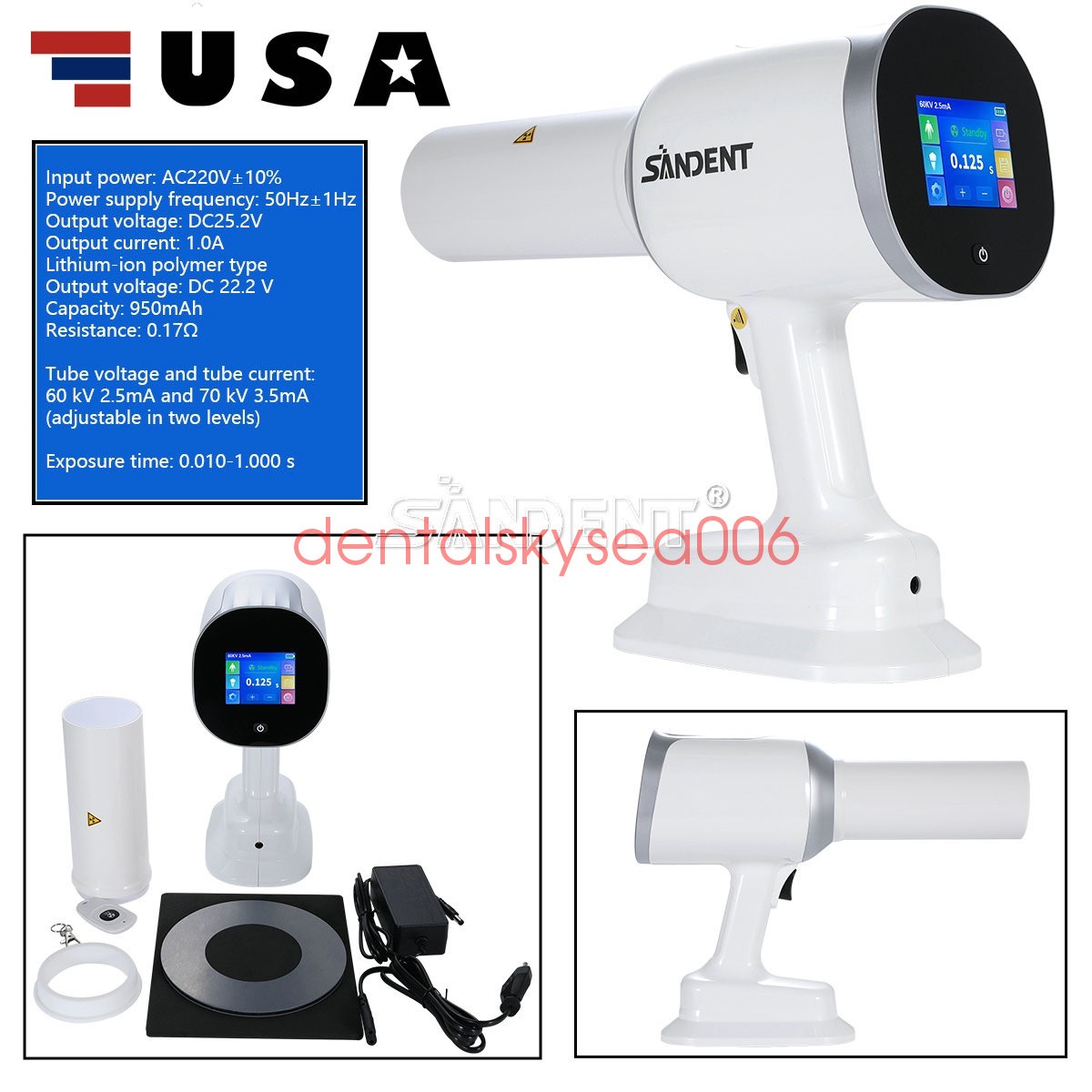 X Portable Mobile Dental Ray Unit Digital Imaging System with Scatter Shield