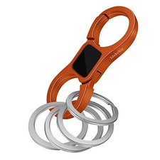 Key Chain Quick Release Spring with 4 Key Rings Heavy Duty Car Orange Red