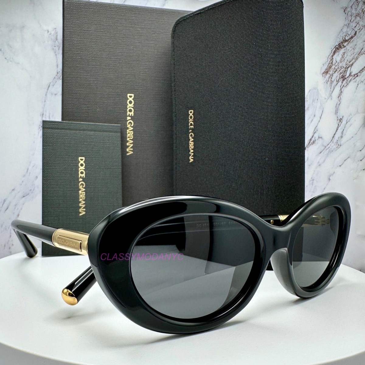 Dolce&Gabbana Womens Black Oval 54mm Sunglasses DG4519 New 