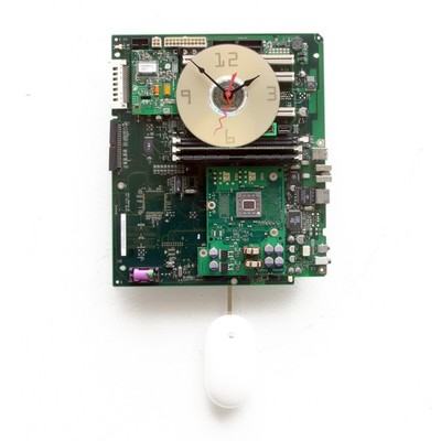 Recycled Apple MAC G4 Computer Motherboard Pendulum wall clock, mouse, PC, Time