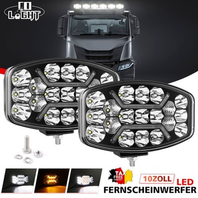2X ECE E9 10'' LED Fernscheinwerfer 12V 24V Weiß/Gelb Mit DRL für LKW SUV Traktor