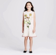 Victoria Beckham for Target Girls L Floral Shift Dress White Pink Ruffle Hem