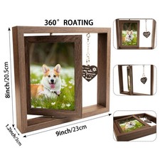 Rotating Pet Memorial Frame for Dog/Cat - 360 Solid Wood Picture Frame for 4x6