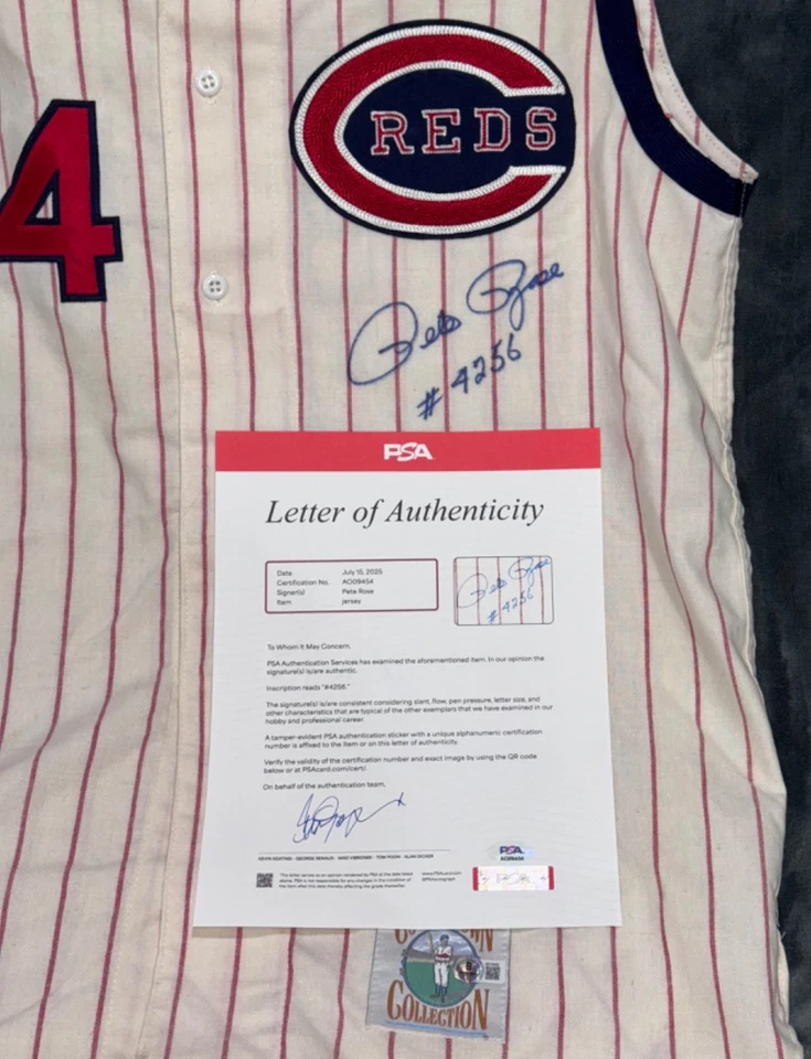 Pete Rose "Hit King #4256" Signed Authentic Original Mitchell & Ness Jersey PSA - Image 3 of 4