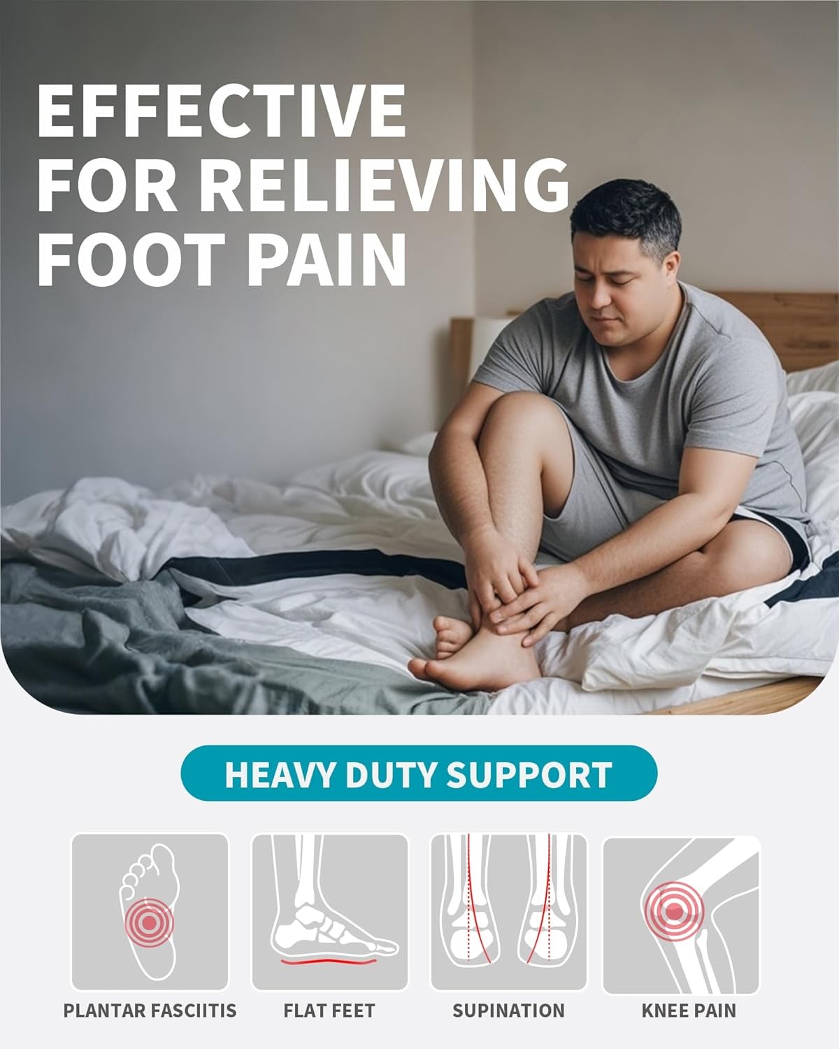 WalkHero Heavy Duty Pain Relief Insoles, 220+lbs High Arch Support Orthotics Ins
