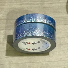 NEW Simply Gilded Deep Blue w/ Silver Stardust washi tape 10 & 15 mm rolls