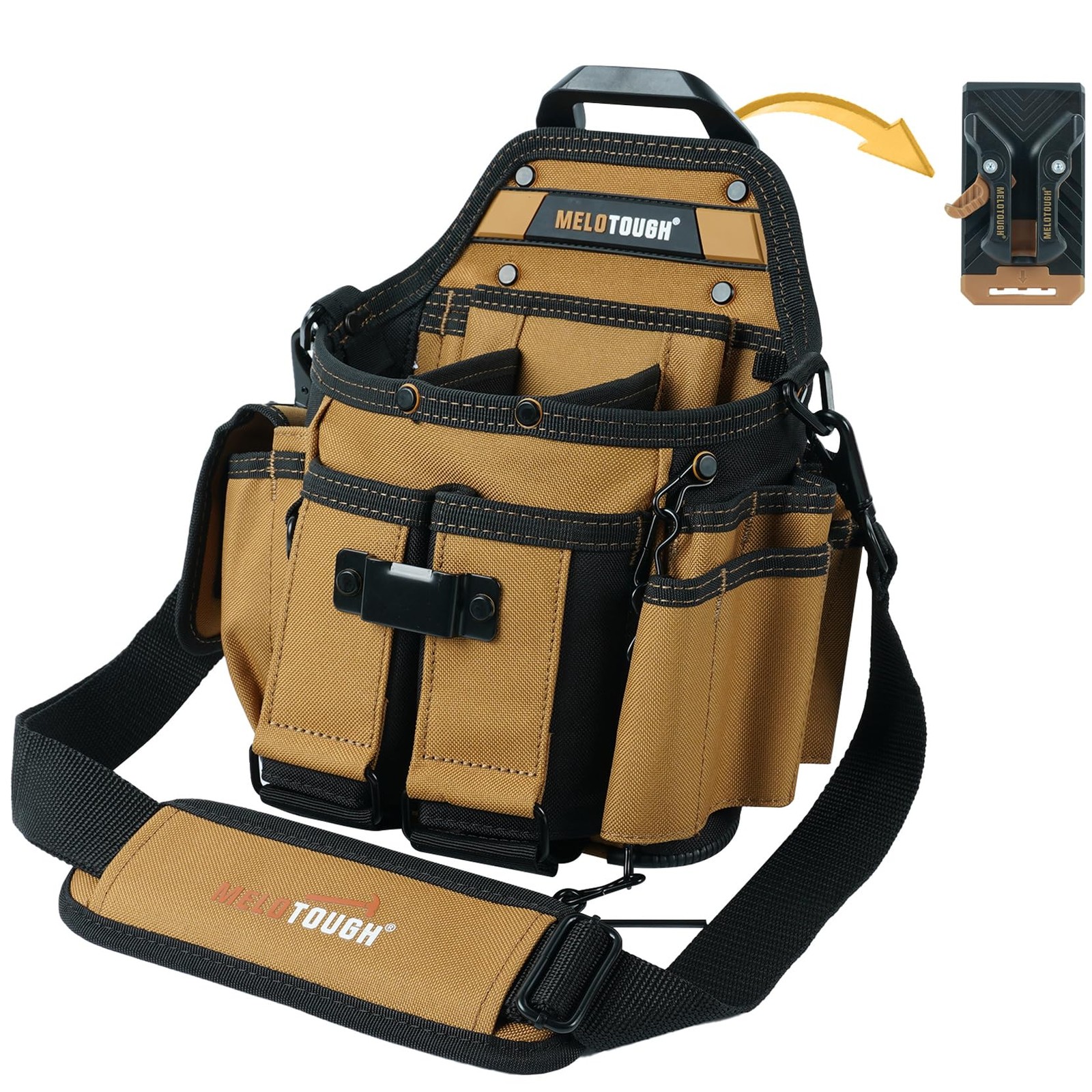 Electrician Tool Pouch Bag with Shoulder Strap Professional 15 Pockets Tool P...