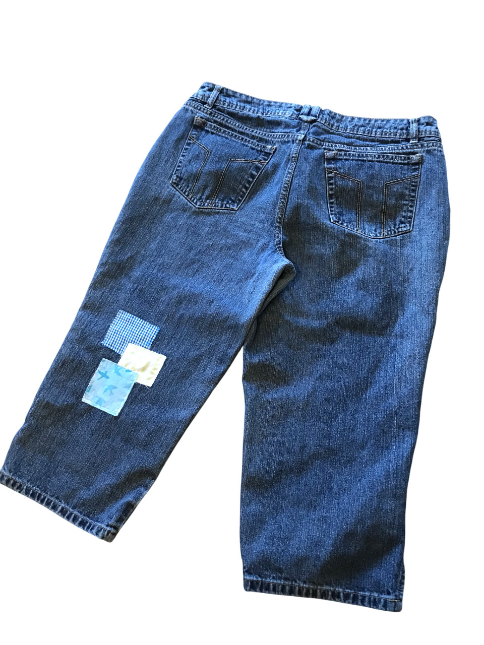 Upcycled Patchwork Capris Jeans, Handmade Summer … - image 7