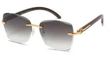 Rimless Sunglasses, Beveled Edge, Smoky Purple Lens, New with Tags