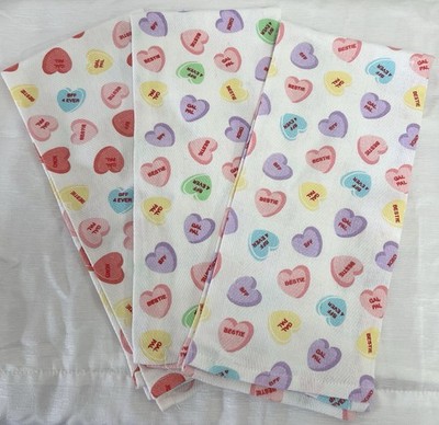 ENVOGUE KITCHEN TOWELS (3) CONVERSATION HEARTS  100% COTTON