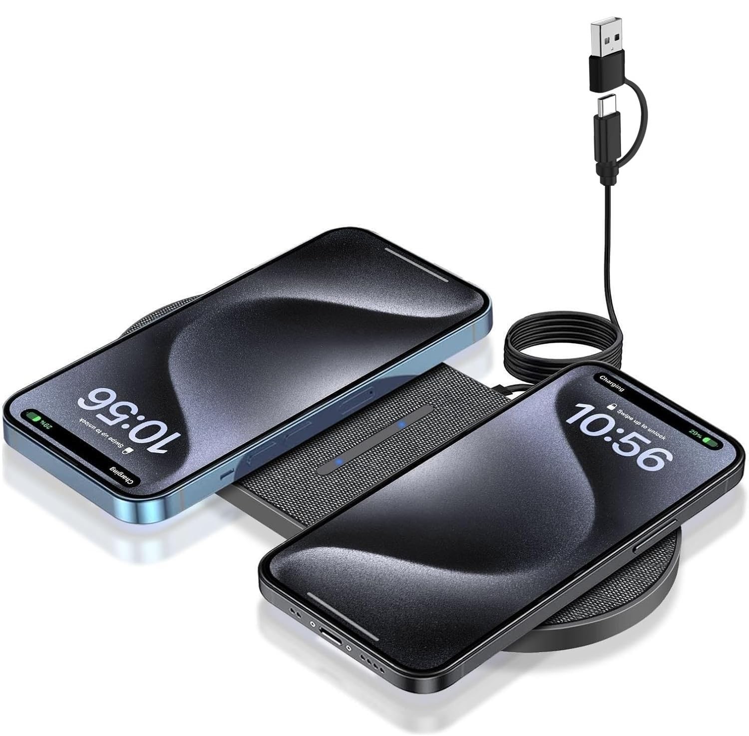 20W Dual Fast Wireless Charging Pad for 2 Devices
