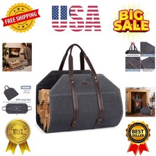 Log Carrier Waxed Canvas Log Holder Firewood Carrier Tote Bag Fireplace Wood ...