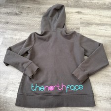 The North Face Hoodie Womens Medium Gray Full Zip Fleece Pockets Logo Sweatshirt