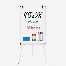 40" x 28" Magnetic White Board with Stand, Standing Dry Erase Board, Whiteboa...