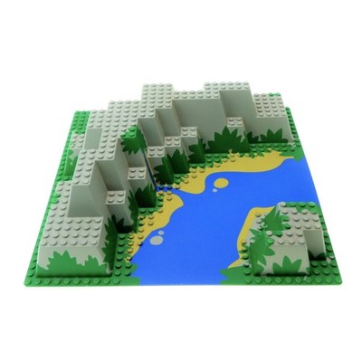 1x Lego 3D Bau Platte 32x32x6 Insel grün grau Berg Fluss 6278 6292 6281 6024px2