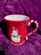 Tracy Porter Jolly Ol Snowy Coffee Cup Red Winter Scene Tea Hot Coco Mug Snowman