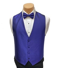 Men's Flow Formals Purple Storm Tuxedo Vest with Tie Bow Long Discount Closeout
