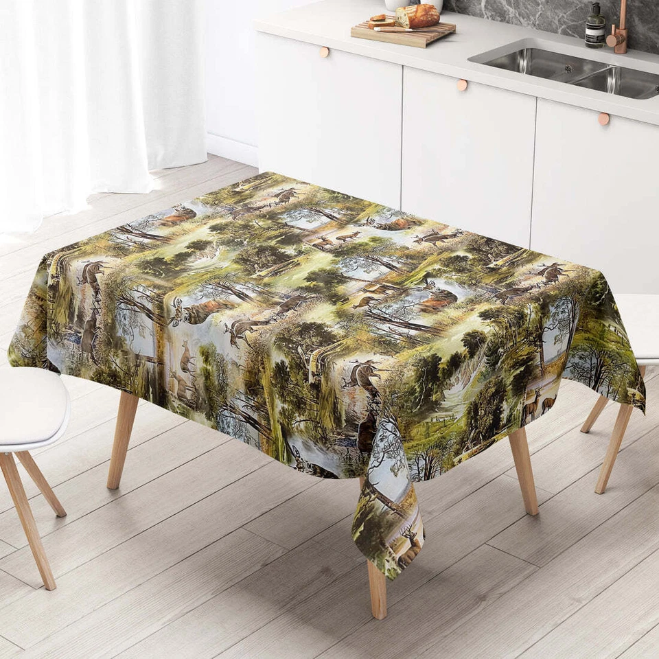 Wachstuch Tischdecke P739-1 Jagdmotiv Wildmotiv Hirsch Reh Wald eckig rund oval - Bild 3 von 4