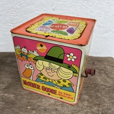 Vintage 1970 Mother Goose Wind Up Music Jack In The Box Mattel