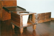Antica sedia comoda '700 legno con vaso ceramica - Antique Toilet Potty Chair