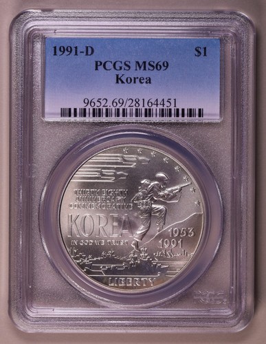 1991-D Korea Commemorative Silver Dollar PCGS MS69 ***RARE ORIGINAL COIN*** - 第 1/4 張圖片