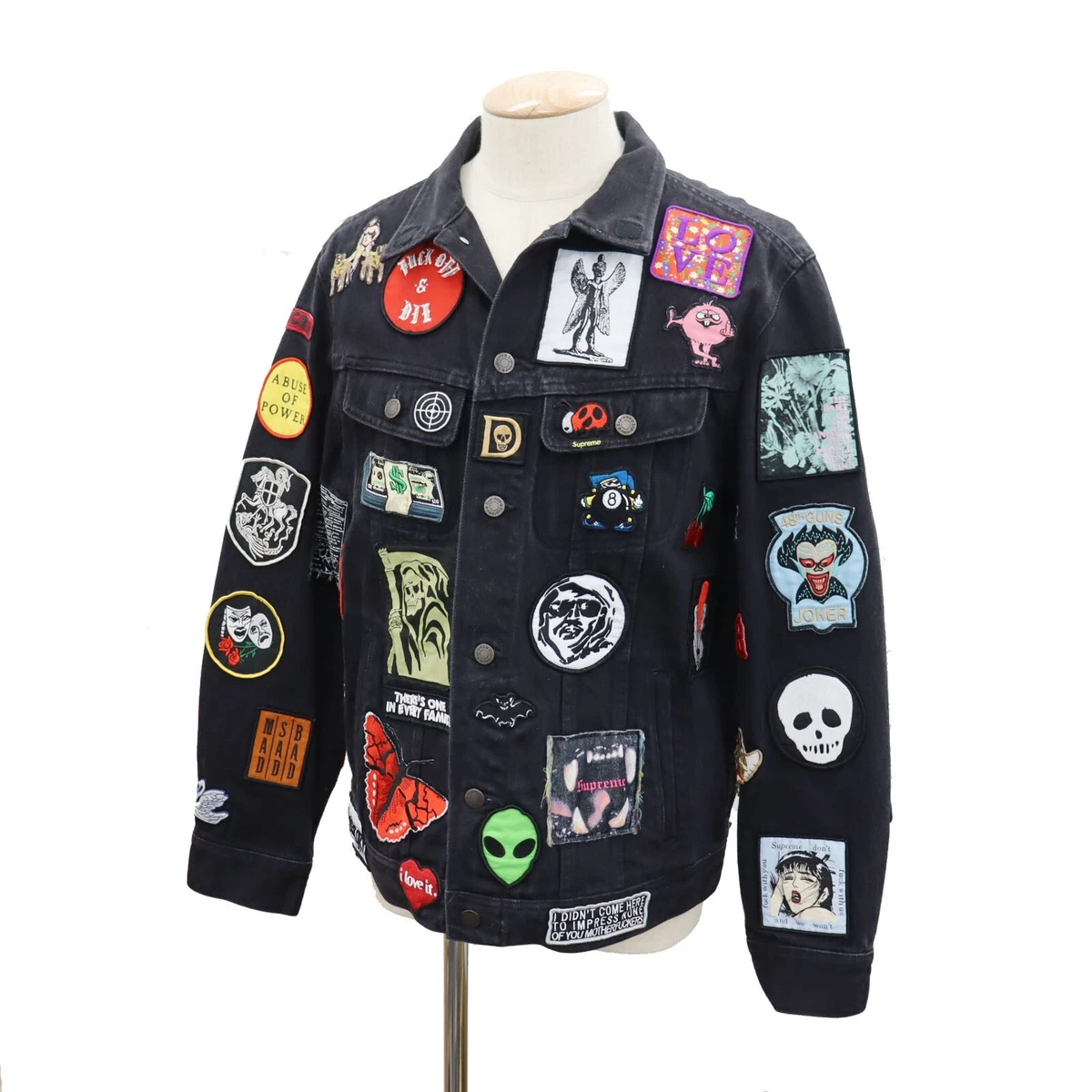 Supreme Patches Denim Trucker Jacket Black