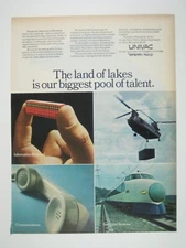 Vintage 1968 Sperry Rand UNIVAC Advertisement Print Ad Train Helicopter Phone