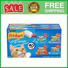 40 CANS Purina Friskies Ocean Of Delight Wet Cat Food Variety Pack, 5.5 oz Cans