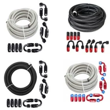 10/16/20FT 6/8/10/AN Stainless Steel Braided Fuel/Oil/Gas Hose Line Fittings Kit