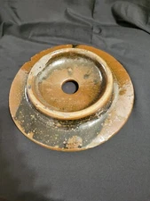 Antique Glazed Stoneware HUGE BUTTER CHURN Crock LID Primitive~ 9" diameter