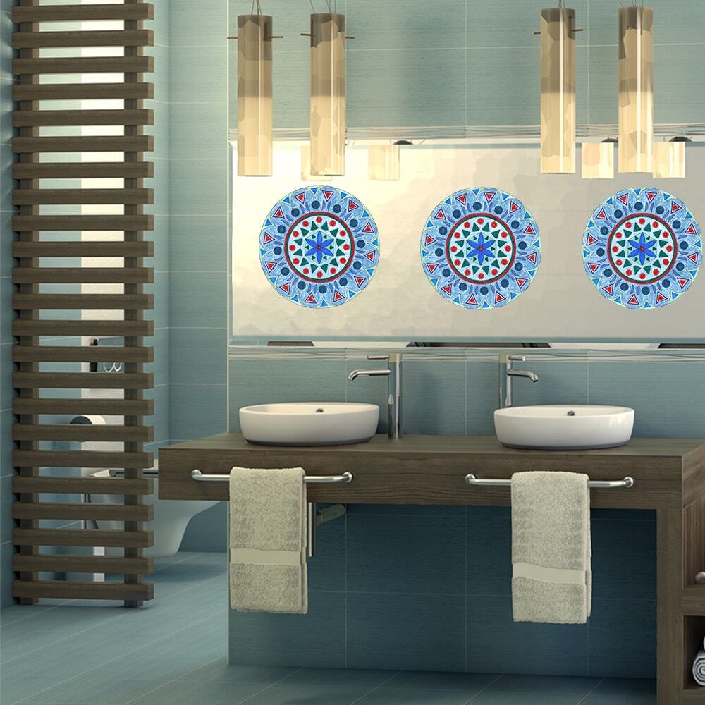 Full Color Mandala Ornament Blue Pattern Full Color Wall Decal Sticker