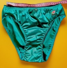VTG Second Skin Satin Pantie Bikini Green SZ L 