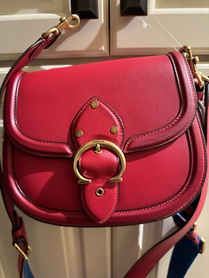 COACH Beat Saddle Bag in Candy Apple Red Glove Tanned Leather