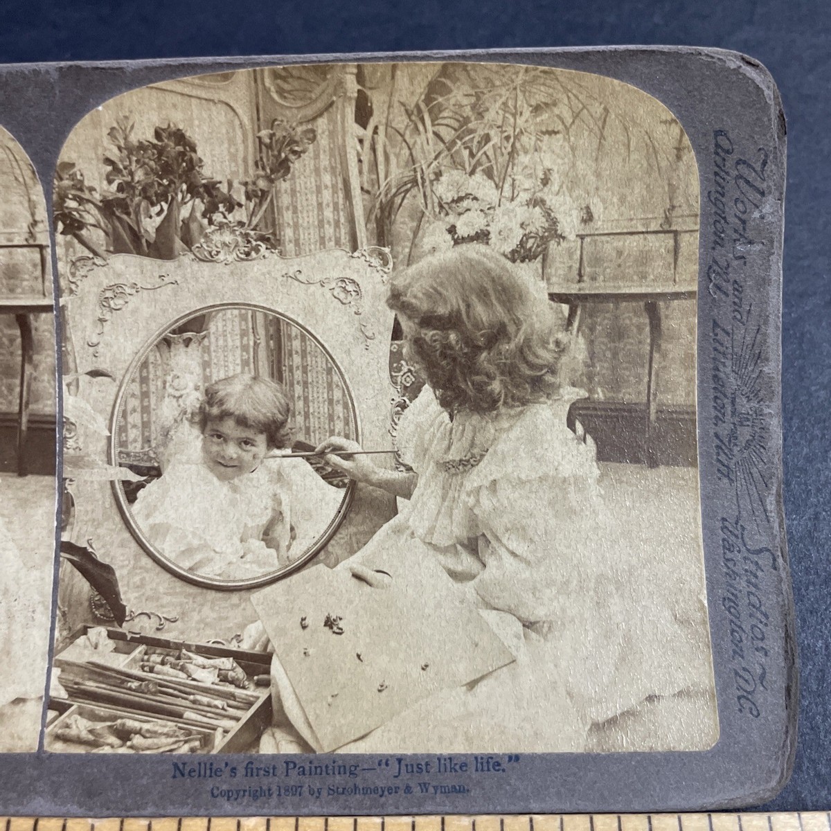 Antique 1897 Victorian Optical Illusion Magic Trick Stereoview