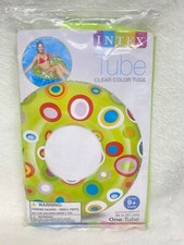 Intex Clear Green Color Circle Print Inflatable Tube Float Water Pool Swim 36"