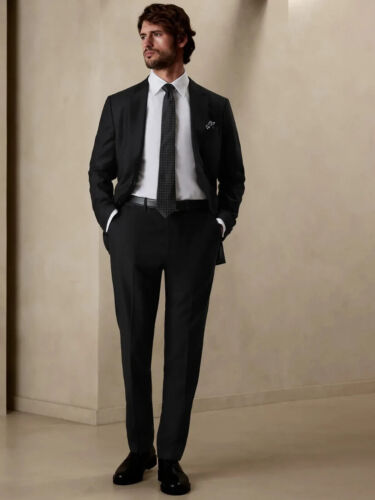 NEW BANANA REPUBLIC BLACK SIGNATURE HOPSACK SUIT PANT 40R #809141