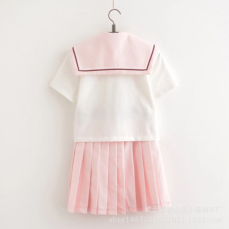 Japonés Rosa JK Marinero Uniforme Traje Escolar Conjunto Vestido Juegos con disfraces Disfraz Faldas Foto 4 de 4