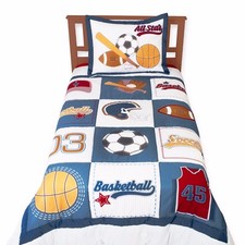 All Sports COTTON Kids Bedding Basketball Soccer Football Boy Twin Comforter Set