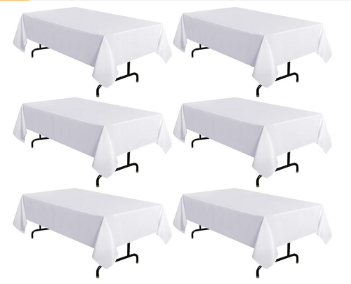 Sancua 6 Pack White Tablecloth 60x102" Rectangle, Wrinkle/Stain Resistant, Washa