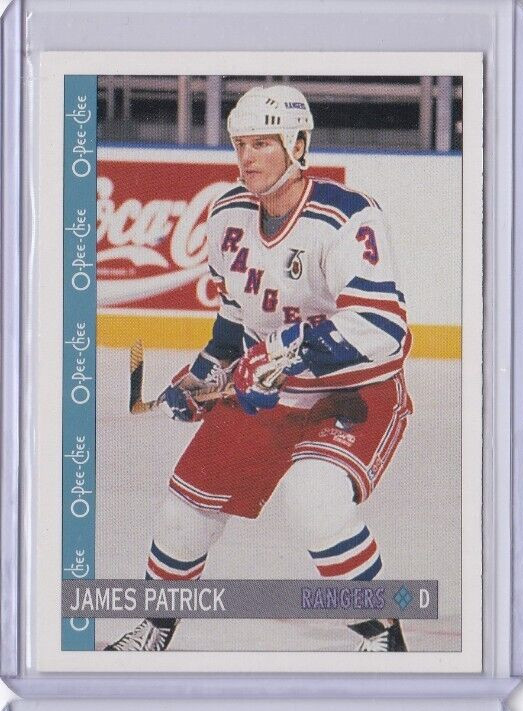 1992-93 O-Pee-Chee Rangers Hockey Card #215 James Patrick ID6