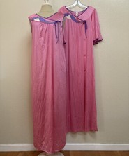 Vintage Texsheen Sheer Pink/Coral Peignoir Set   60s/70s Nylon Nightgown  Robe