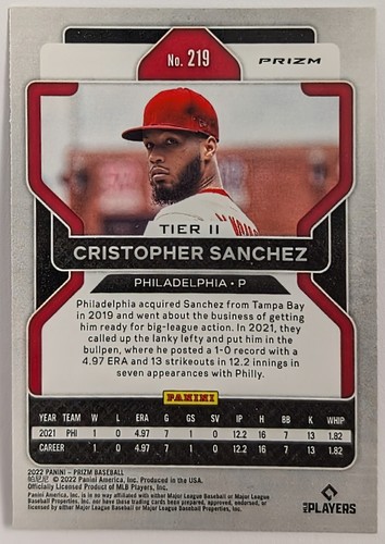 Christopher Sanchez 2022 Panini Prizm True Red #219 Color Match - Picture 2 of 2