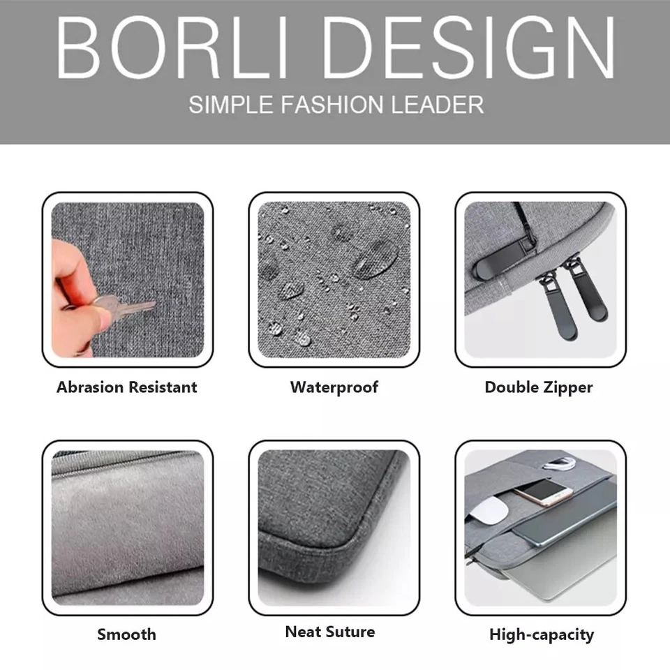 Funda delgada para portátil bolsa de negocios 14"/15,6" para Macbook Air Pro Lenovo Dell Foto 3 de 4