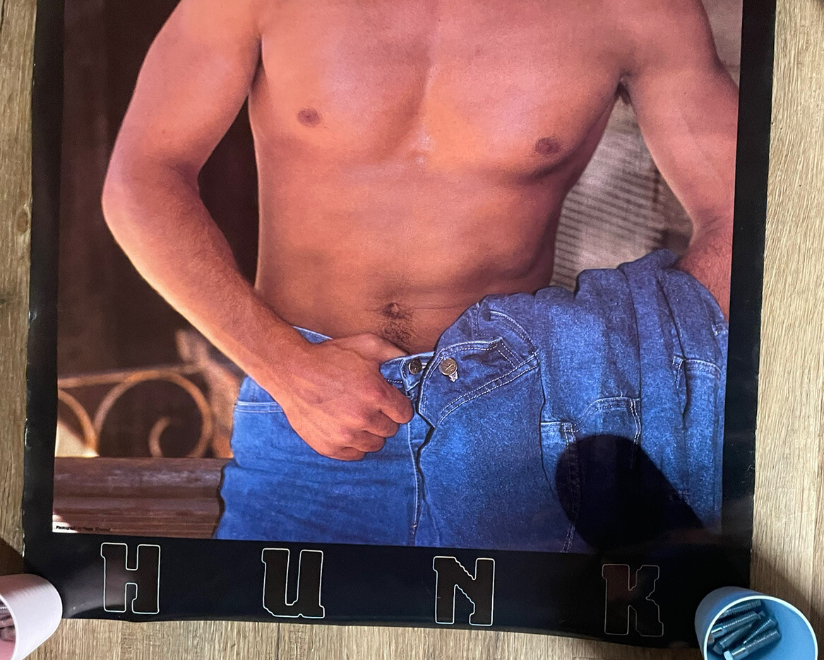 Poster Vintage 1990 - Hommes Musclés Sexy - USA Landmark - 90x60 Cm - Collection