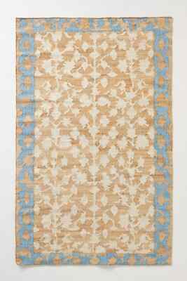 Jute Wool Kilim Rug Dhurrie Handwoven Natural 4x6 ft Turkish Floral Area Rug