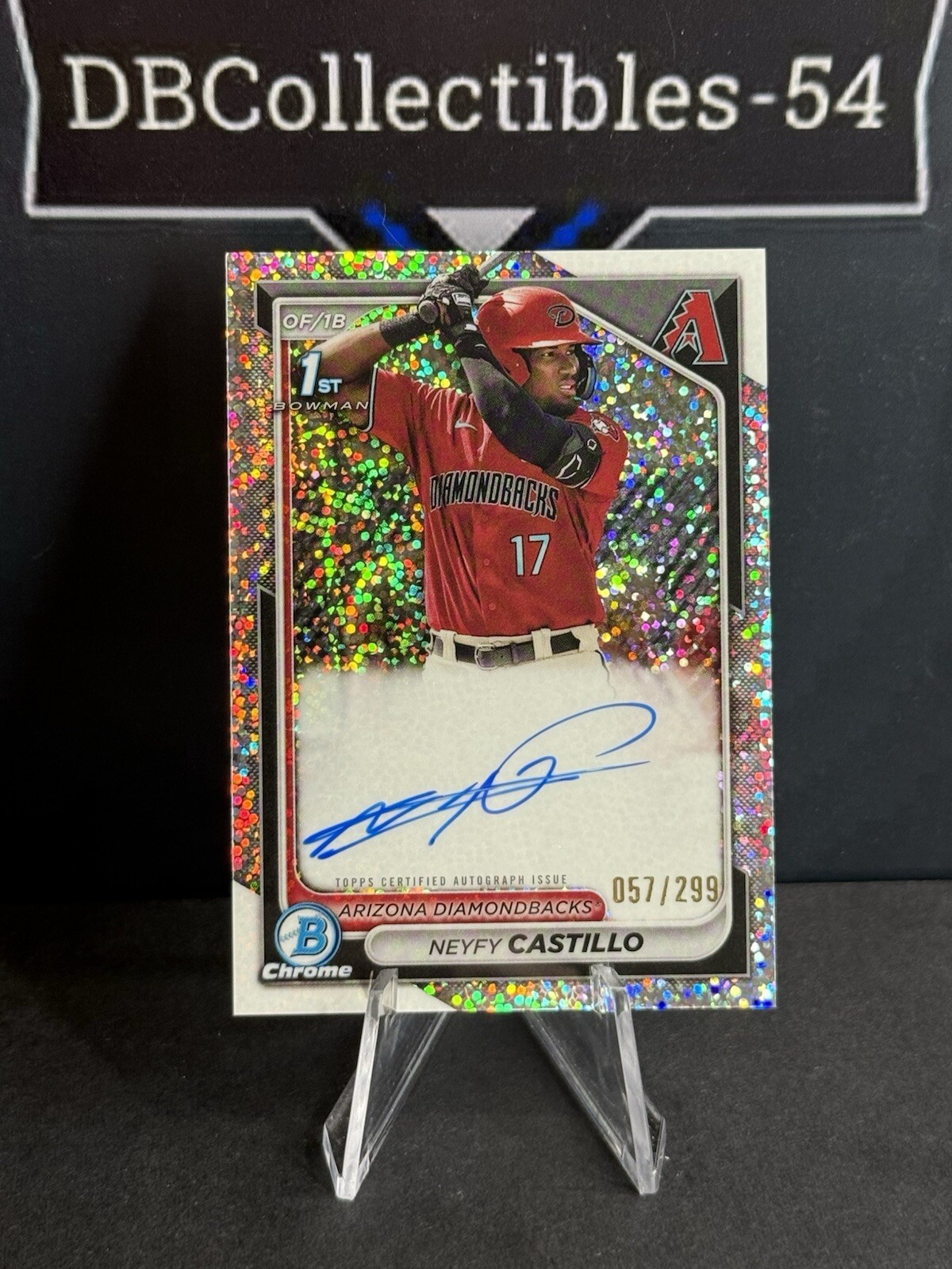 2024 Bowman Chrome Neyfy Castillo 1st Speckle Auto 057/299 Arizona