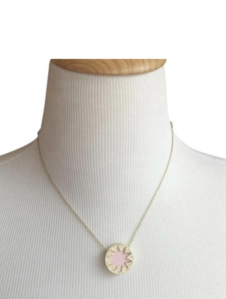 Collar House of Harlow Suunburst Pavé de Cuero/Cristal Rosa Foto 2 de 4