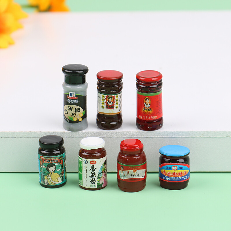 5Pcs Miniature Dollhouse Condiment Set for Kitchen Decor