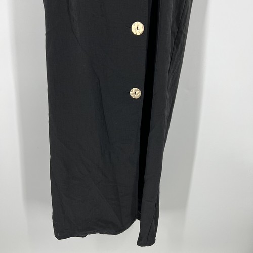 TopShop Womens Long Black Dress Sleeveless Buttoned Size 8 - Afbeelding 3 van 18